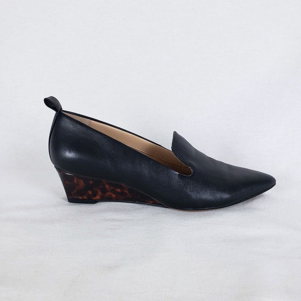 Franco Sarto Tortoiseshell Wedge Loafers Womens 6.5 Minimalist Parisian Leather